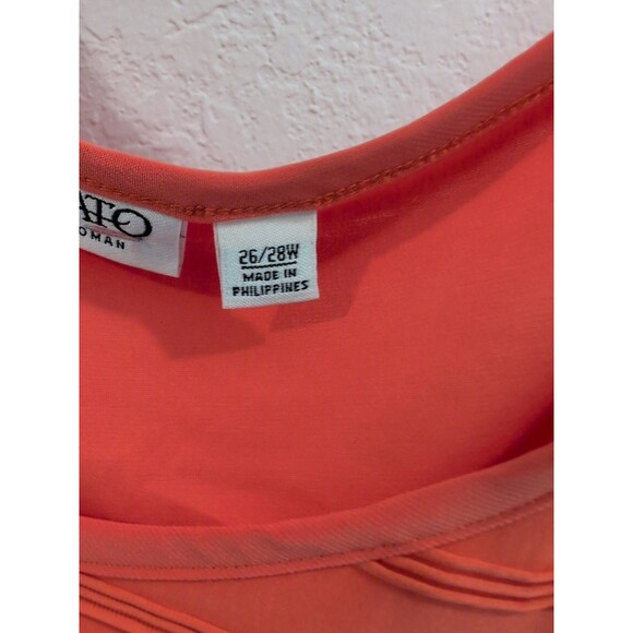 Cato Woman Coral Orange Textured Sleeveless Tank Top Plus Size 26/28W - Picture 3 of 5